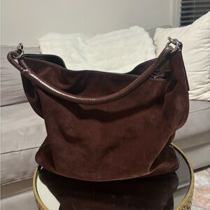 Staud Brown Perry Suede Mixed Leather Hobo